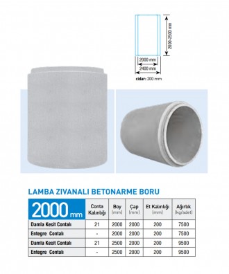 Lamba Zıvanalı Betonarme 2000 mm