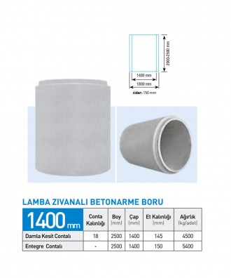 Lamba Zıvanalı Betonarme Boru 1400 MM